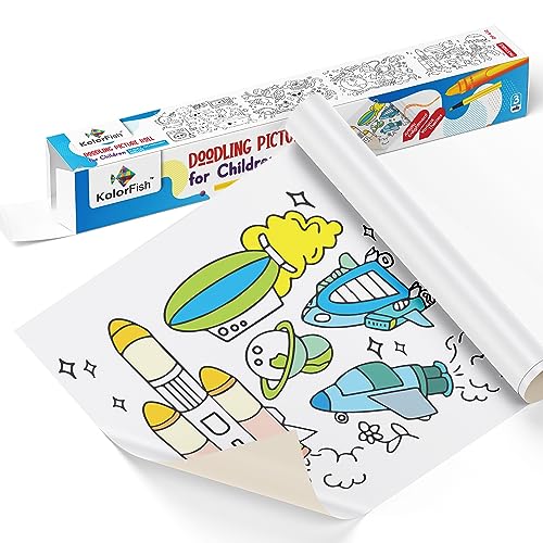 KolorFish Coloring Re-Stick Drawing Paper Roll For Kids, 118X12 Inch Large Coloring Poster For Toddlers, Art Paper Crafts Gift For Class Home Birthday Party (Science Technology & Life, 3 M),Watercolor - Image 1