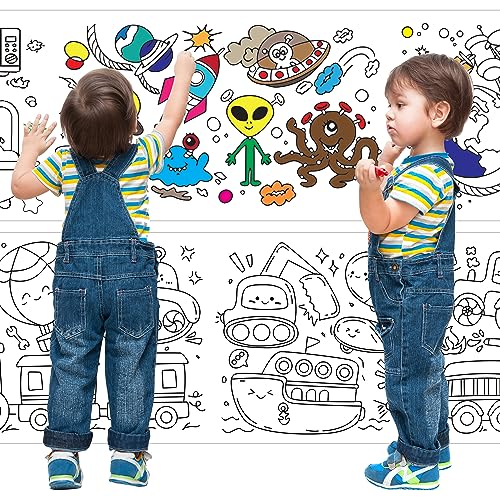 KolorFish Coloring Re-Stick Drawing Paper Roll For Kids, 118X12 Inch Large Coloring Poster For Toddlers, Art Paper Crafts Gift For Class Home Birthday Party (Science Technology & Life, 3 M),Watercolor - Image 2