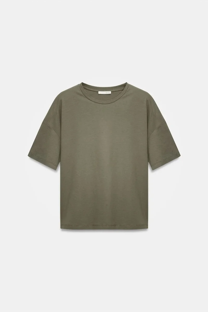 Dilvin Khaki Green DILVIN Women's Cotton Crew Neck T-Shirt for Women | Best Price UAE