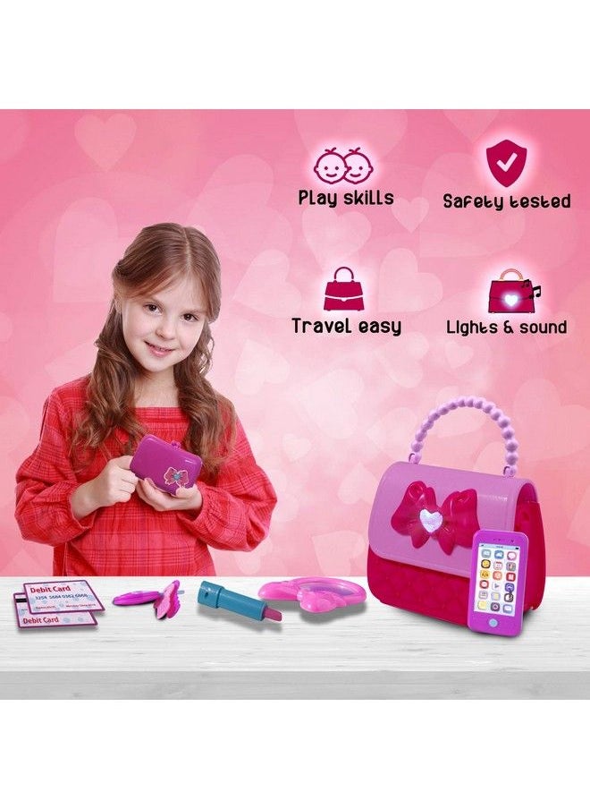 Playkidz Princess My First Purse Set 8 Pieces Kids Play Purse And Accessories, Pretend Play Toy Set With Cool Girl Accessories, Includes Phone And Bag With Lights And Sound  - Image 3