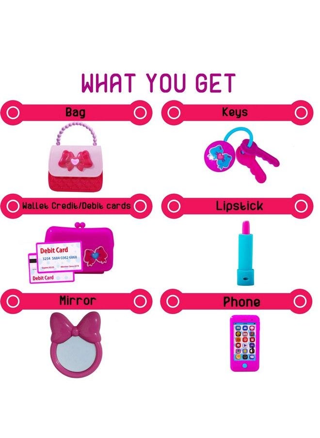 Playkidz Princess My First Purse Set 8 Pieces Kids Play Purse And Accessories, Pretend Play Toy Set With Cool Girl Accessories, Includes Phone And Bag With Lights And Sound  - Image 4