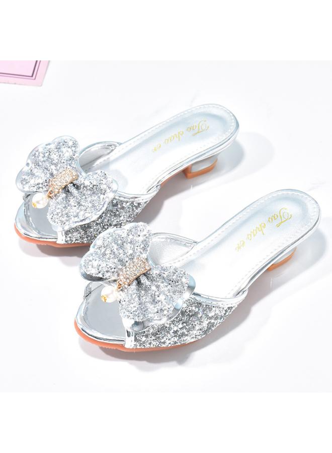 شك الصيف للأطفال صنادل عالية الكعب الفتيات إلسا الأميرة النعال لطيف الكرتون الأطفال الصغيرة طفل فلاش الماس حذاء من الكريستال - Image 1