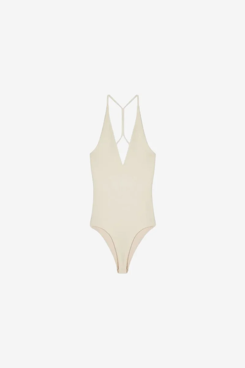 DILVIN Slim Fit Cut-Out Halter Bodysuit