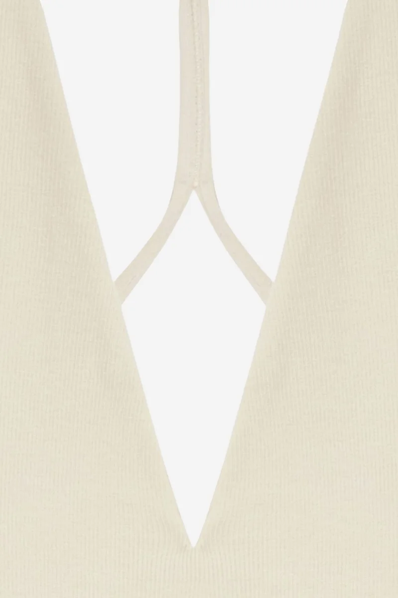 Dilvin Beige Natural DILVIN Slim Fit Cut-Out Halter Bodysuit for Women | Best Price UAE