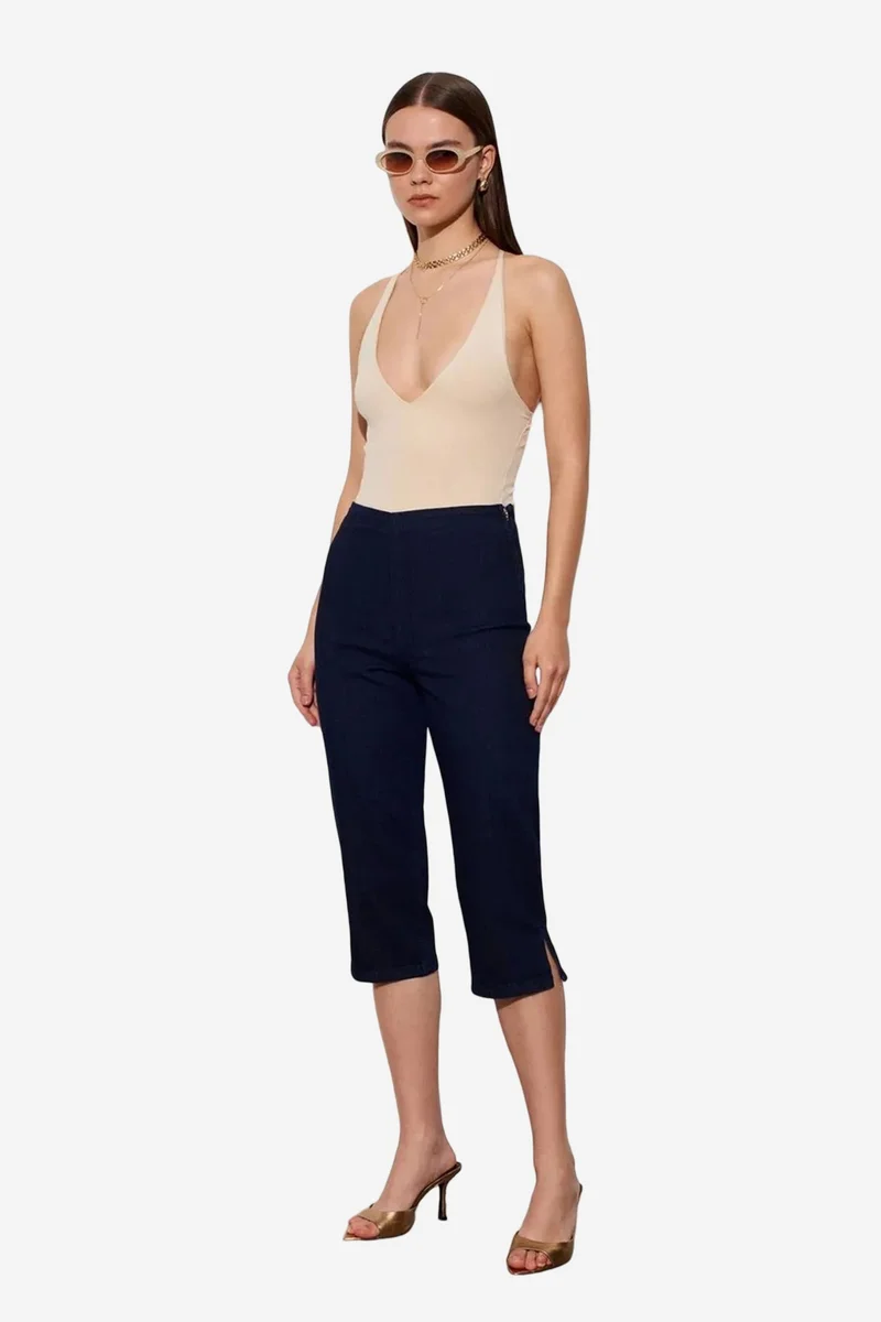 Dilvin Beige Natural DILVIN Slim Fit Cut-Out Halter Bodysuit for Women | Best Price UAE