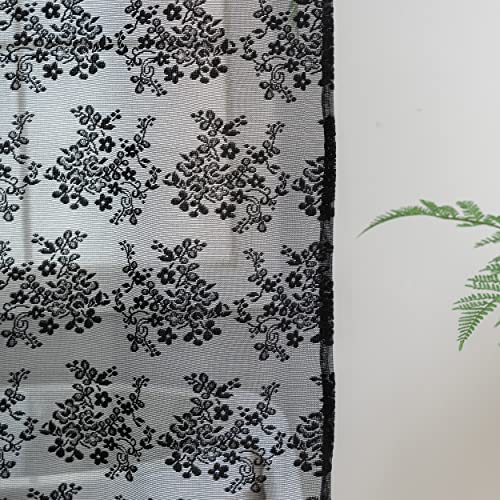 TUDECO Black Lace Shower Curtain with Attach Valance, Dark Gothic Shower Curtain Vintage Floral Sheer Halloween Shower Curtain for Bathroom Victorian Moody Witchy Goth Decor 72 x 72 Inch - Image 4