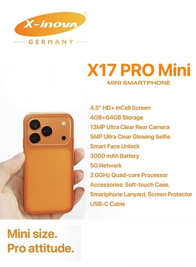 X-Inova Mini Smart Phone X17 Pro Mini 4.5" Display, 4GB+64GB Storage, 13MP Ultra Clear Rear Camera, Dual SIM Blue - Image 3