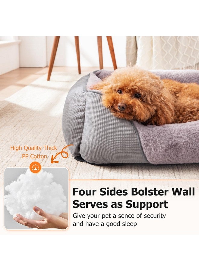 MIXJOY Washable Pet Beds for Dogs and Cats, Soft Orthopedic Puppy Bed With Anti-Slip Bottom, Calming Cuddler for Small Pets (20x19in, Grey) - Image 3
