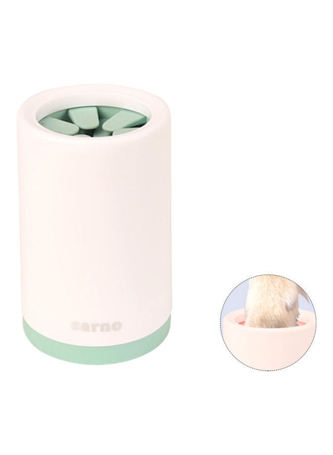 Portable Pet Paw Foot Washer Cleaner Cup White/Green 15 x 10cm