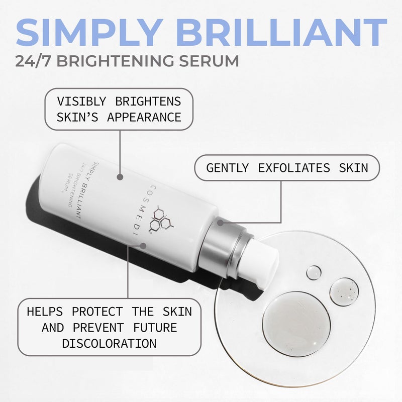 COSMEDIX Simply Brilliant 24/7 Brightening Face Serum - Exfoliating Facial Serum for Fine Lines, Wrinkles & Uneven Skin Tone - Gentle Firming Skincare for Brighter-Looking Skin & Natural Glow - Image 2