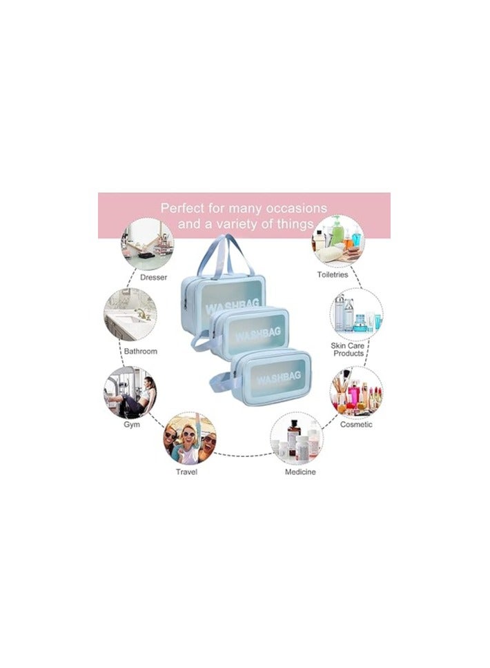 مجموعة شنط مكياج وتنظيم مستحضرات التجميل - 3 قطع - لبني - Image 2