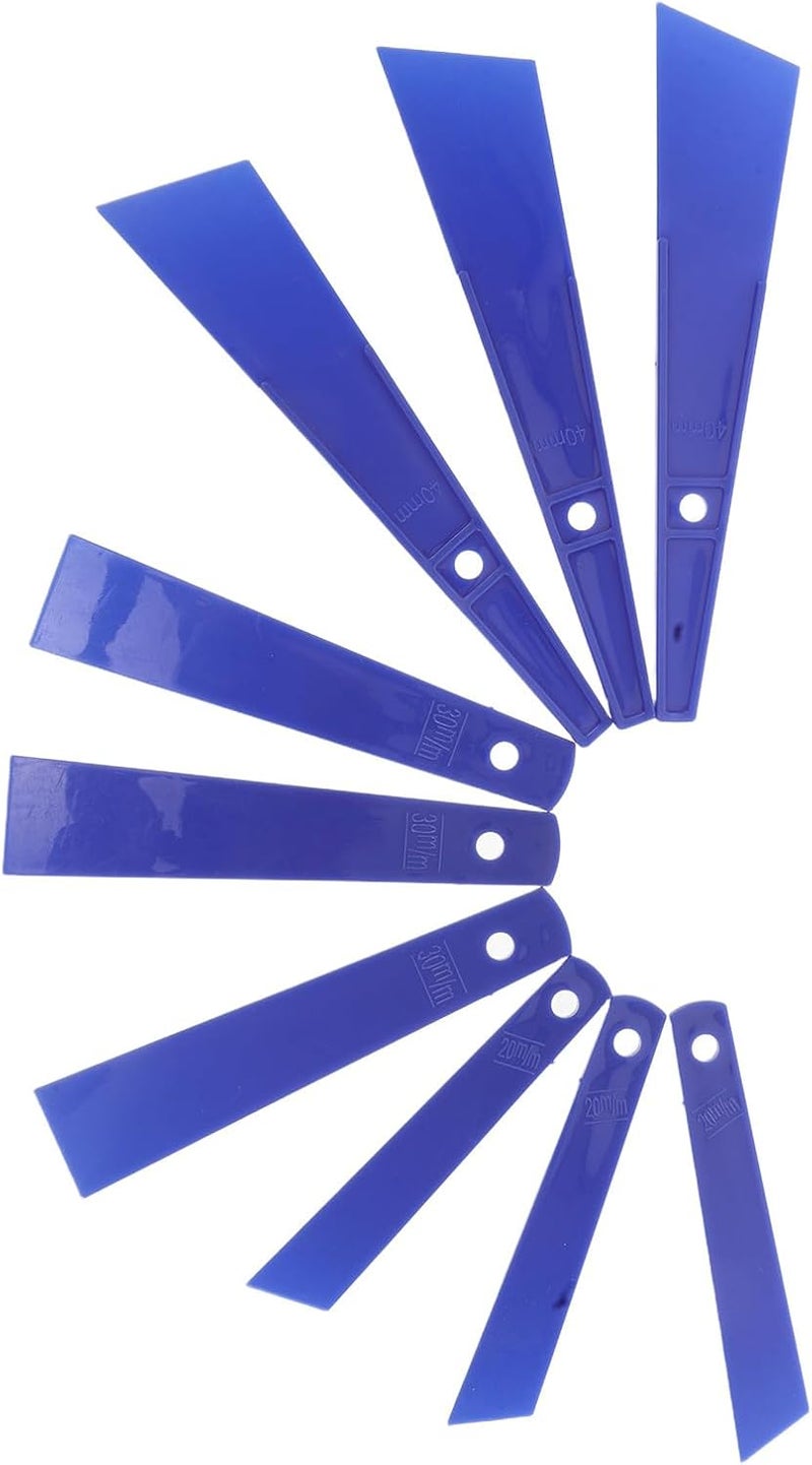 Healifty 9pcs Handheld Glue Spreader and Smear Stick Set for Leathercraft, Plastic Scrapers in Blue 20mm 30mm 40mm, Adhesive Applicators for DIY Leather and Woodworking Projects - Image 1