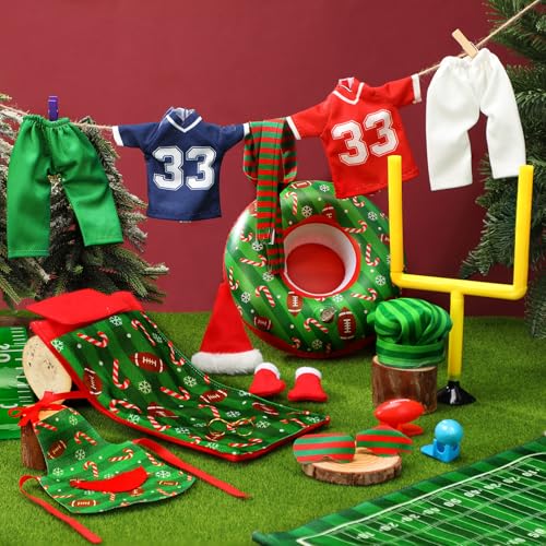 Glimin 1 Set Christmas Doll Accessories Kits 2026 Includes Apron Chef Hat Hammock Swing Sleeping Bag Bathrobe Sweater Dress Headwear Scarf Ear Muffs Eye Mask Glasses ShoesFootball - Image 5