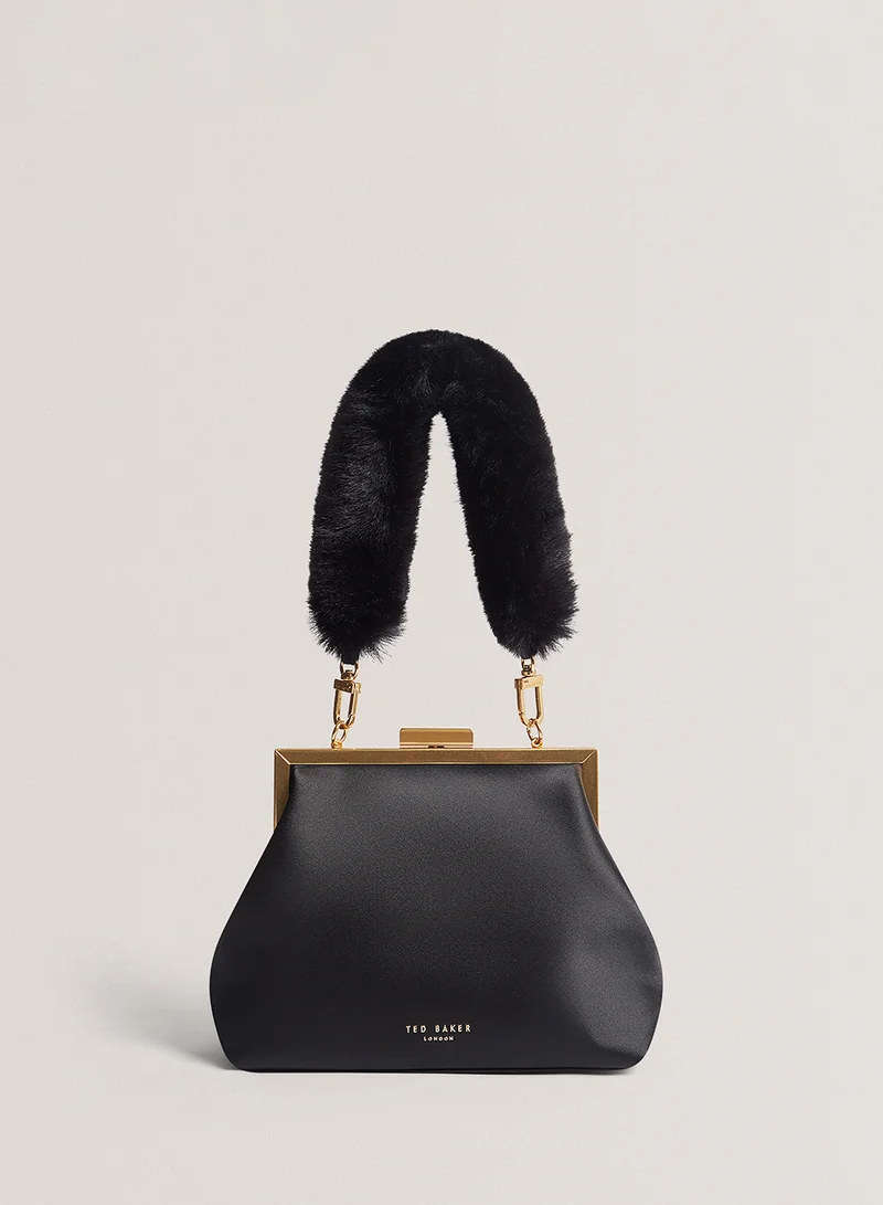 Ted Baker Purcey Satin Fur Handle Clutch