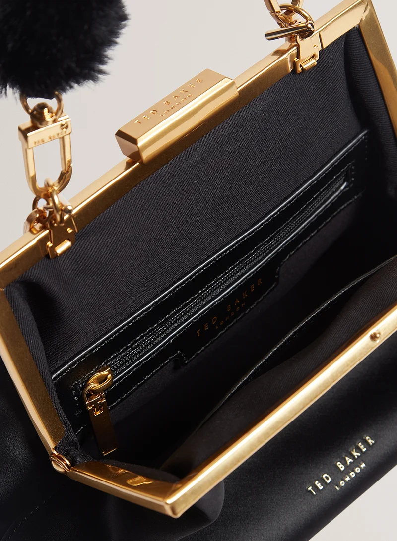Ted Baker Purcey Satin Fur Handle Clutch
