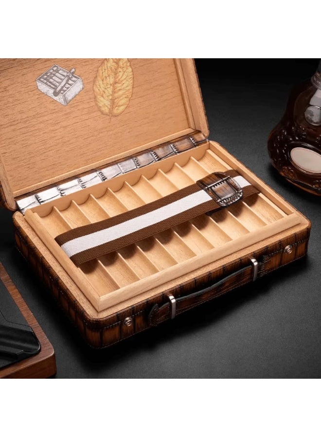 Lubinski Luxury Crocodile Skin Leather Cigar Case Portable Humidor for Cigar Accessories Cases Cigar Travel Humidors Cigars Blue - Image 3