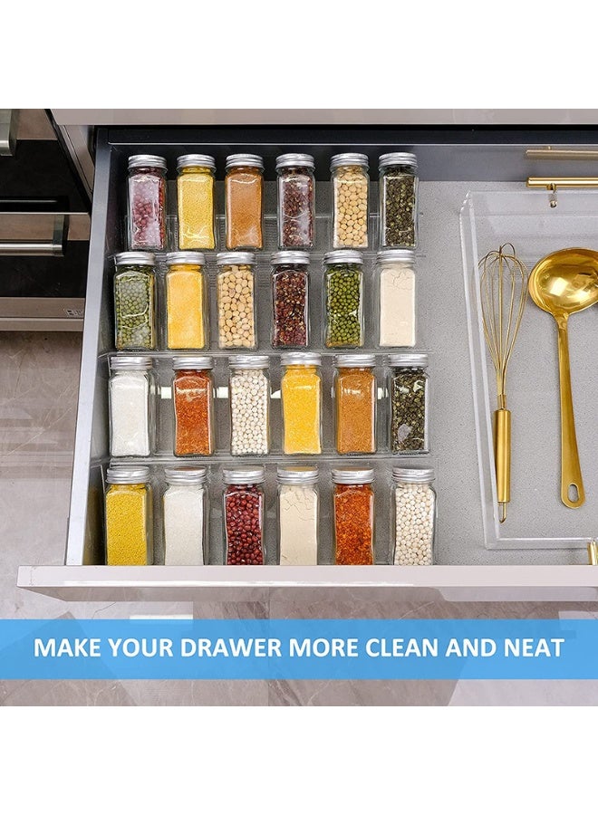 Set of 6 Spice Drawer Rack,Clear Acrylic Seasoning Jars Storage Drawers Organizer, Cabinet Countertops Expandable Storage Shelf - Image 3