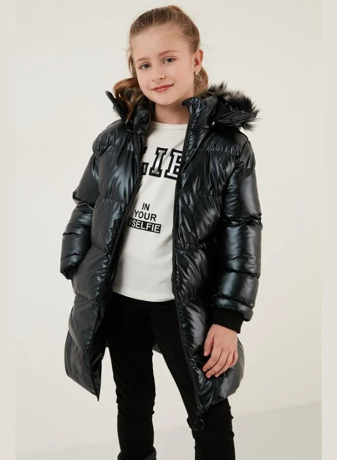 Lela  Lela Plush Lined Faux Fur Collar Detachable Hooded Winter Coat for Girls 5761908 for Women | Best Price UAE