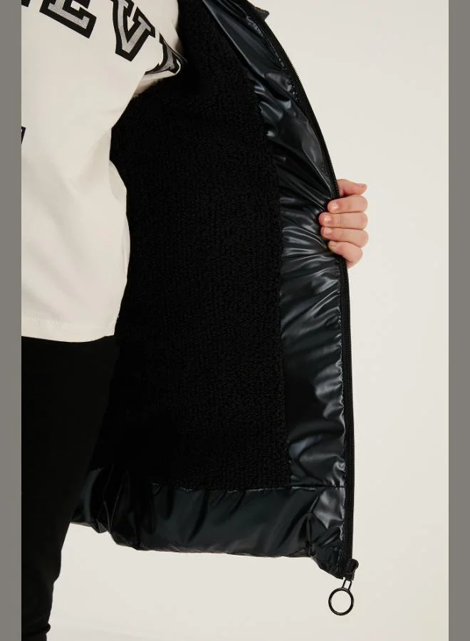 Lela  Lela Plush Lined Faux Fur Collar Detachable Hooded Winter Coat for Girls 5761908 for Women | Best Price UAE