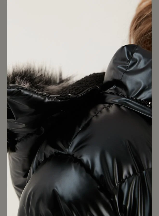 Lela  Lela Plush Lined Faux Fur Collar Detachable Hooded Winter Coat for Girls 5761908 for Women | Best Price UAE