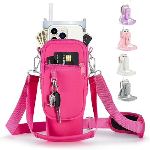 linmaya Water Bottle Carrier Bag with Phone Pocket for Stanley Cup 40/30oz,Insulated Neoprene Water Bottle Holder Cross-boday Bag with Adjustable Shoulder & Handheld Strap Stanley Cup Accessories - Image 1