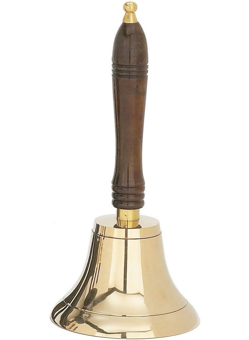 UDL Large & Heavy Solid Brass Hand Bell School Bell Call Service Bell with Wood Handle 11"(H) 5"(D) - Image 2