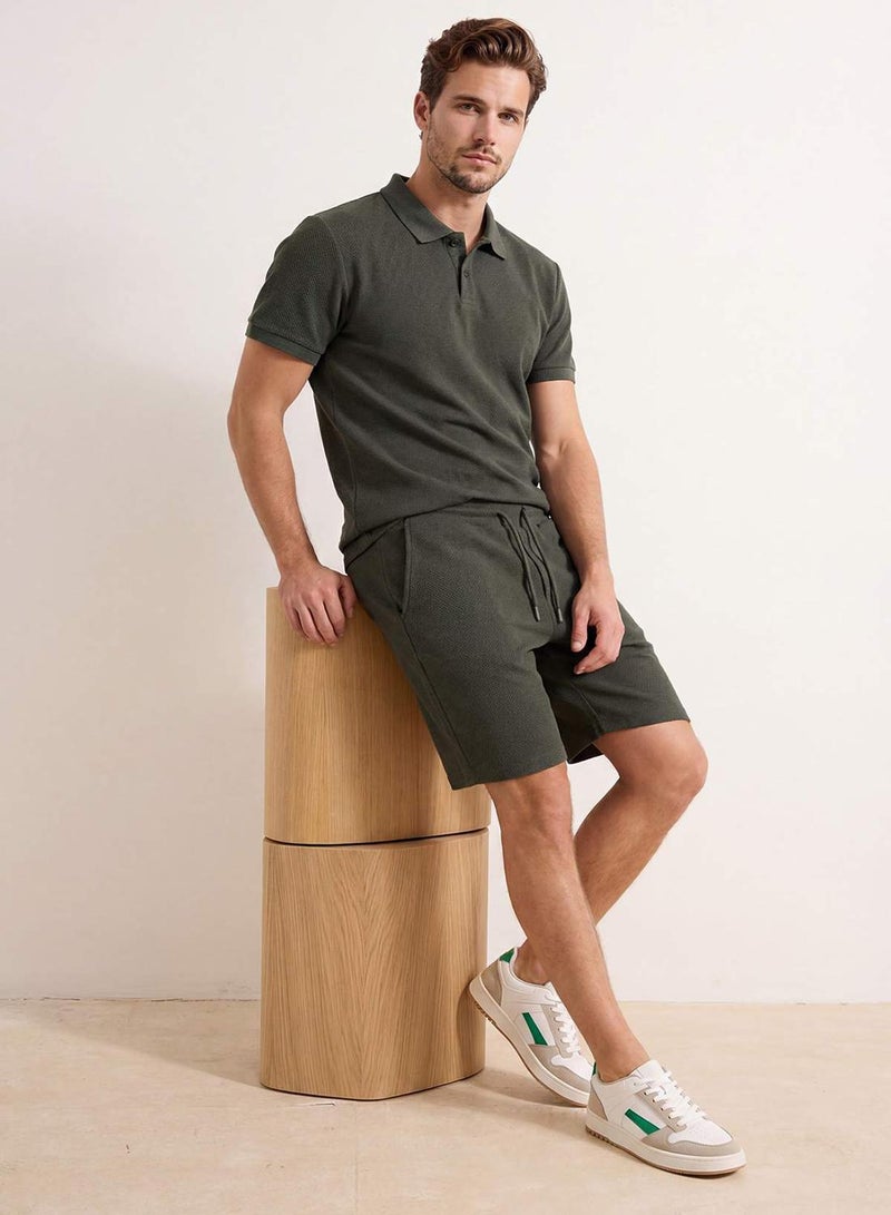 trendyol Khaki Textured Regular Fit Polo Neck Top Tracksuit Set Tmnss26Em00004 - Image 2
