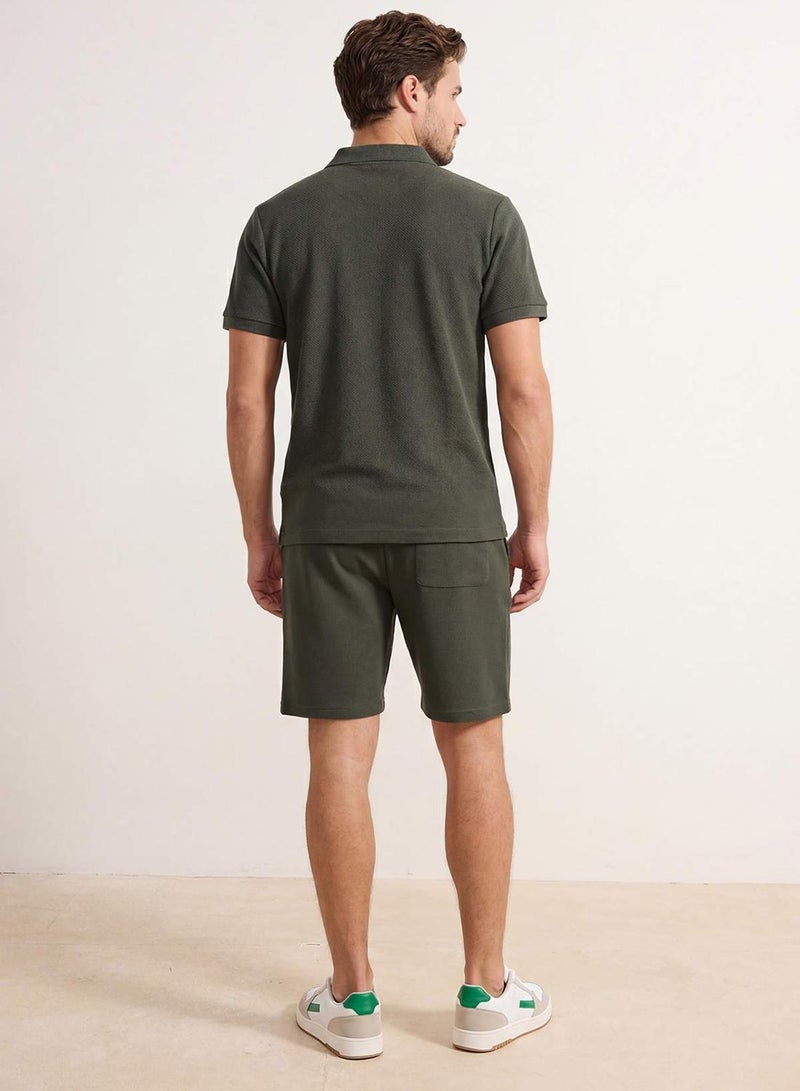 trendyol Khaki Textured Regular Fit Polo Neck Top Tracksuit Set Tmnss26Em00004 - Image 3