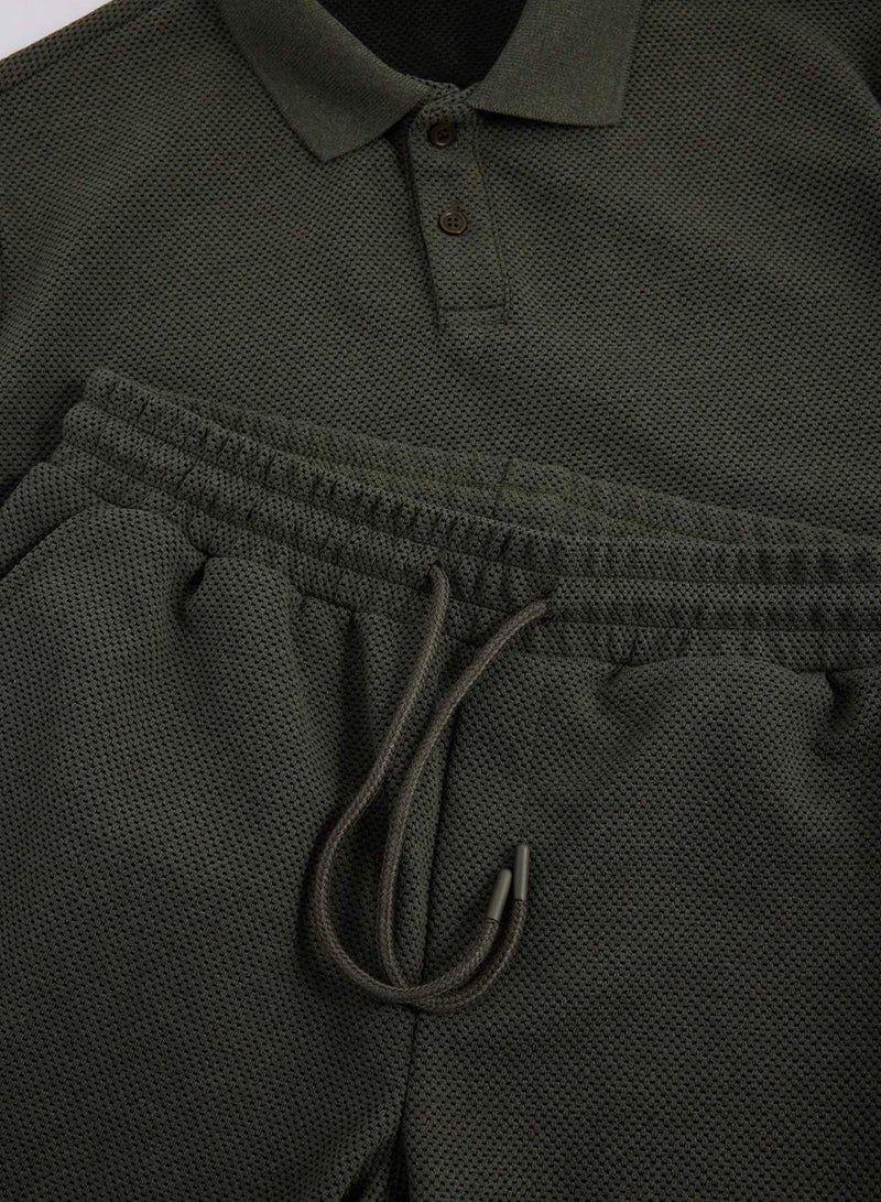 trendyol Khaki Textured Regular Fit Polo Neck Top Tracksuit Set Tmnss26Em00004 - Image 4