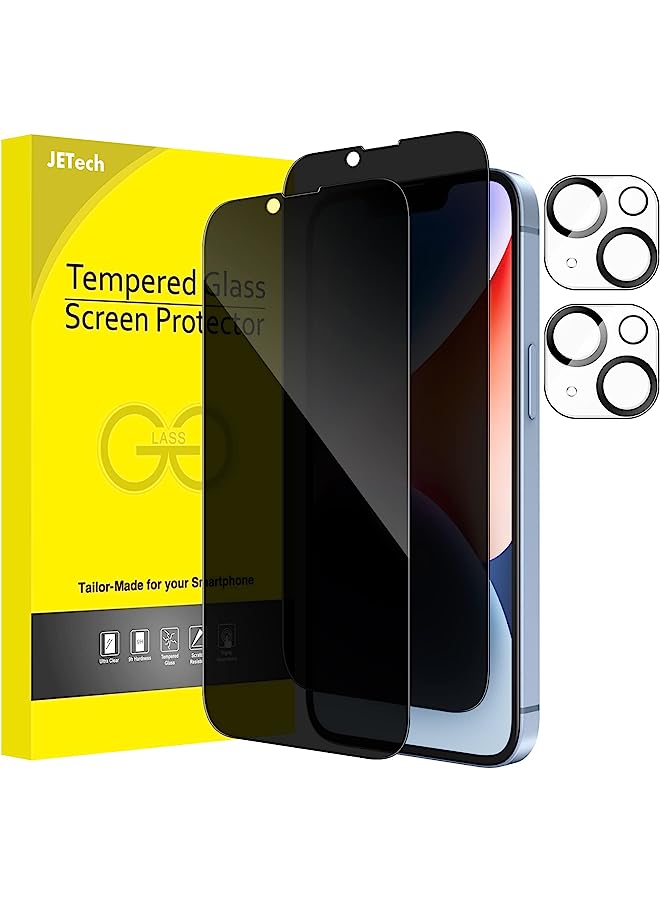 Jetech Privacy Full Coverage Screen Protector For Iphone 14 6.1-Inch With Camera Lens Protector, Anti-Spy Tempered Glass Film, 2-Pack Each - Image 1