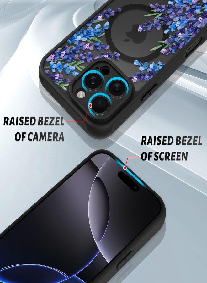 OOK Case for iPhone 16 Pro 6.3 Inch (Compatible with MagSafe) Purple Floral Flowers Lavender Design Translucent Phone Cover Soft TPU + Hard PC Anti-Scratch Shockproof Magnetic Cute Case for Women - Image 3