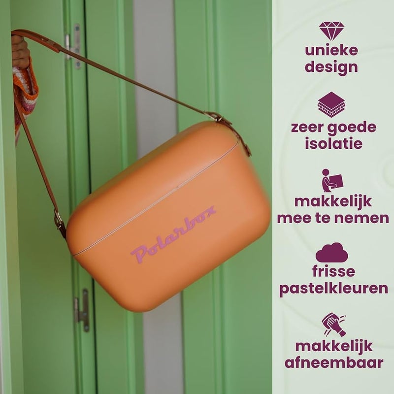 Polarbox Retro Cooler Bag With Leather Strap 20 Liters - Polarbox - Orange Ice Cream - Image 2