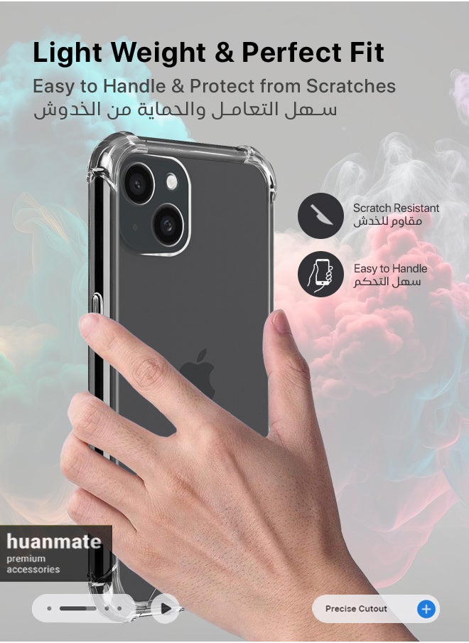 huanmate - 3 in 1 Protection Pack Of Back Cover Screen Protector And Camera Protector For Apple iPhone 15 Plus Clear - Image 1