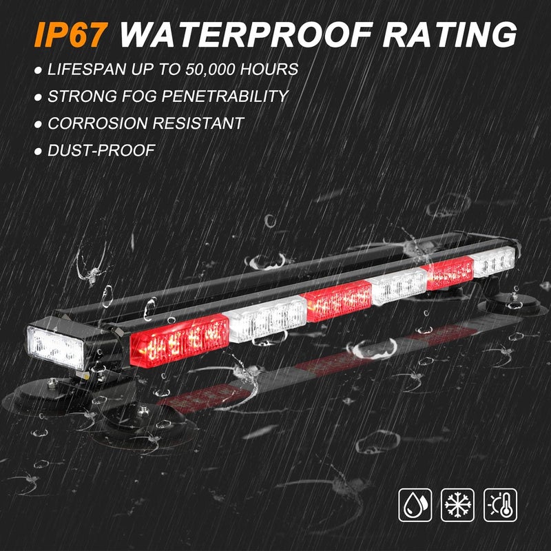 ASPL 29.5" 54 LED Strobe Light Bar Double Side Flashing High Intensity Emergency Warning Flash Strobe Light with Magnetic Base for Safety Construction Vehicles Tow Trucks Pickup (Red/White) - Image 5