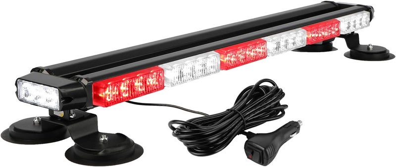 ASPL 29.5" 54 LED Strobe Light Bar Double Side Flashing High Intensity Emergency Warning Flash Strobe Light with Magnetic Base for Safety Construction Vehicles Tow Trucks Pickup (Red/White) - Image 1