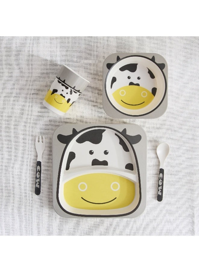 Home Box Cow 5-Piece Bamboo Dinner Set 21.3 x 21.3 cm  - Image 3