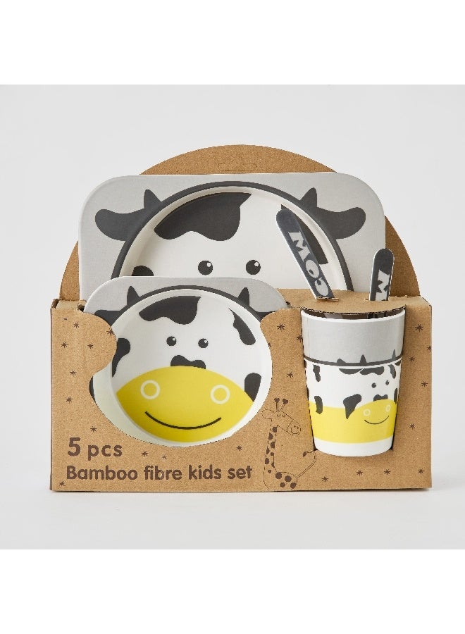 Home Box Cow 5-Piece Bamboo Dinner Set 21.3 x 21.3 cm  - Image 4