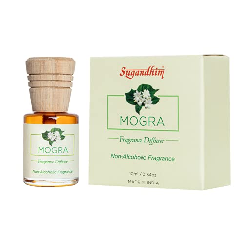 Sugandhim Mogra (Jasmine) Fragrance Diffuser 10ml, Strong Long-Lasting Aroma Diffuser Oil for Living Room, Bed Room, Office, Car| Multi Purpose Humidifier Natural Aroma Oil for Home Fragrance - Image 1