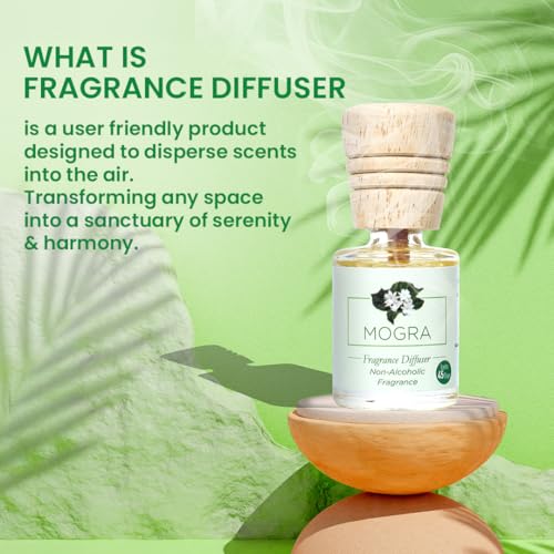 Sugandhim Mogra (Jasmine) Fragrance Diffuser 10ml, Strong Long-Lasting Aroma Diffuser Oil for Living Room, Bed Room, Office, Car| Multi Purpose Humidifier Natural Aroma Oil for Home Fragrance - Image 2