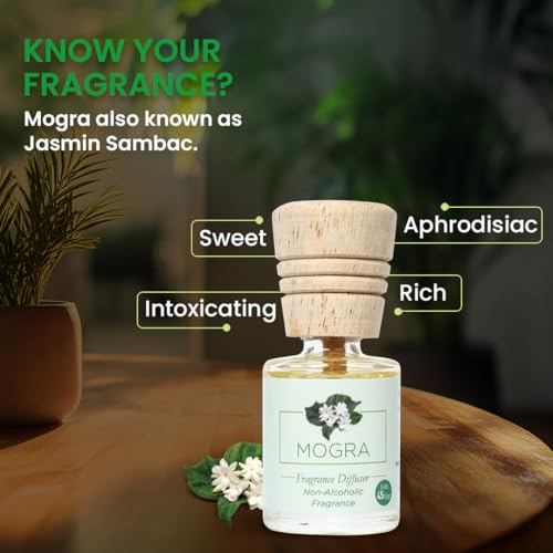 Sugandhim Mogra (Jasmine) Fragrance Diffuser 10ml, Strong Long-Lasting Aroma Diffuser Oil for Living Room, Bed Room, Office, Car| Multi Purpose Humidifier Natural Aroma Oil for Home Fragrance - Image 3