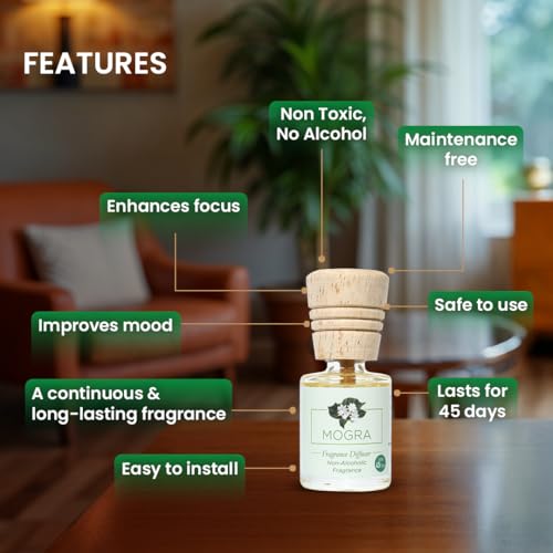 Sugandhim Mogra (Jasmine) Fragrance Diffuser 10ml, Strong Long-Lasting Aroma Diffuser Oil for Living Room, Bed Room, Office, Car| Multi Purpose Humidifier Natural Aroma Oil for Home Fragrance - Image 4