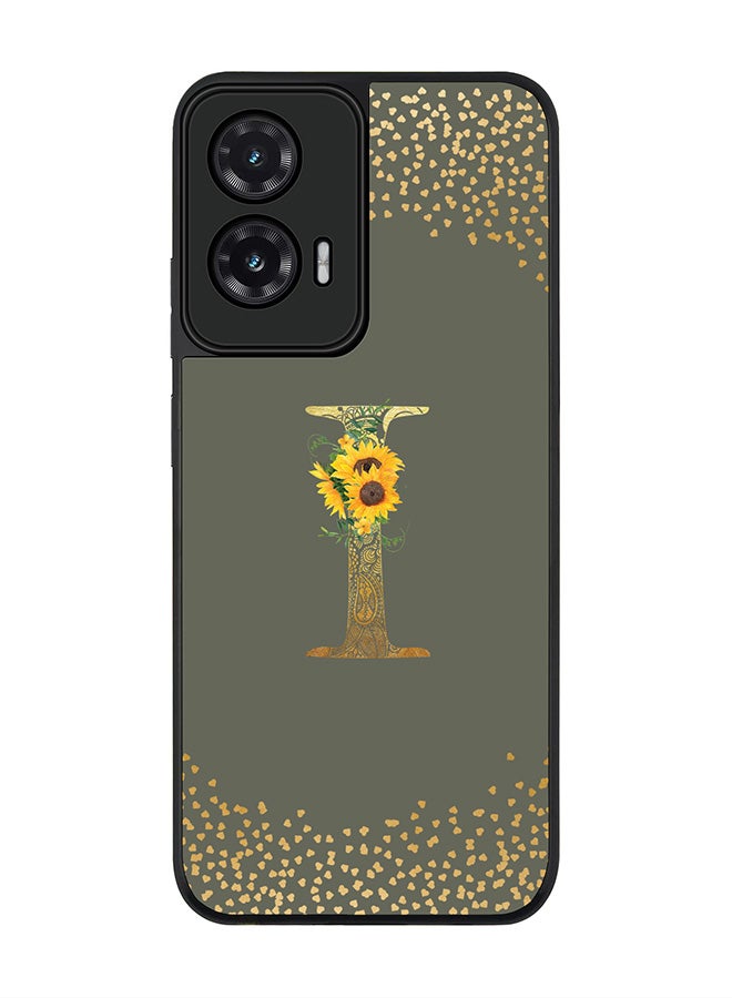 Stylizedd For Motorola Moto G35 Case,Slim fit Camera Protection, Shockproof Thin Phone cover  - Custom Floral Monogram - I  (Olive Green )