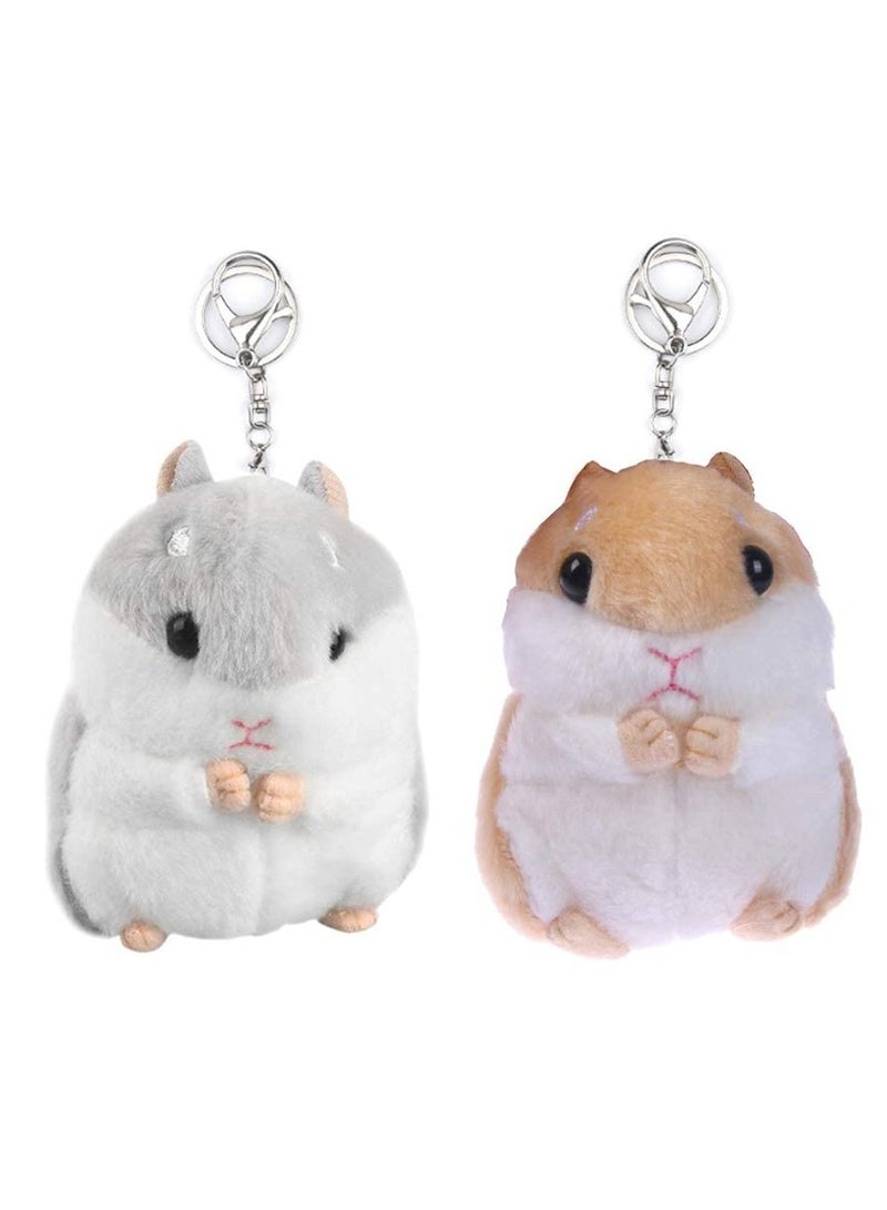 Bukela Plush Hamster Keychains Stuffed Animal Keyring Pendant Purse Backpack Handbag Charms 2 Pack  - Image 1