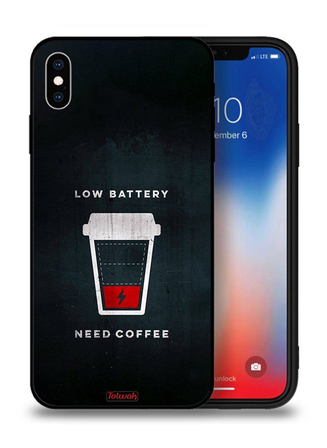 Tolwak Apple iPhone XS Protective Case Low Battery Need Coffee  - Image 1