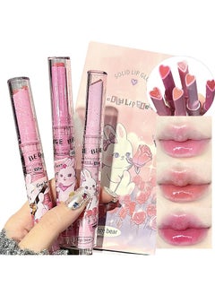 LuckNest 3 Colors Jelly Lipstick Gift Set Tinted Heart Shape Lip Stain Lip Gloss Mirror Hydrating Jelly Love Lipstick Moisturizing Tinted Lip Balm Vivid Color Glossy Lip Makeup For Girls (B)  - Image 1