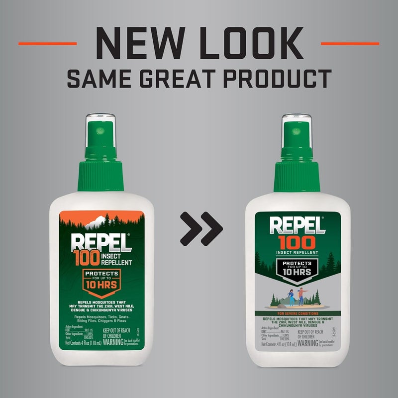 Repel 100 Insect Repellent, Pump Spray, 4-Fluid Ounces, 10-Hour Protection - Image 1