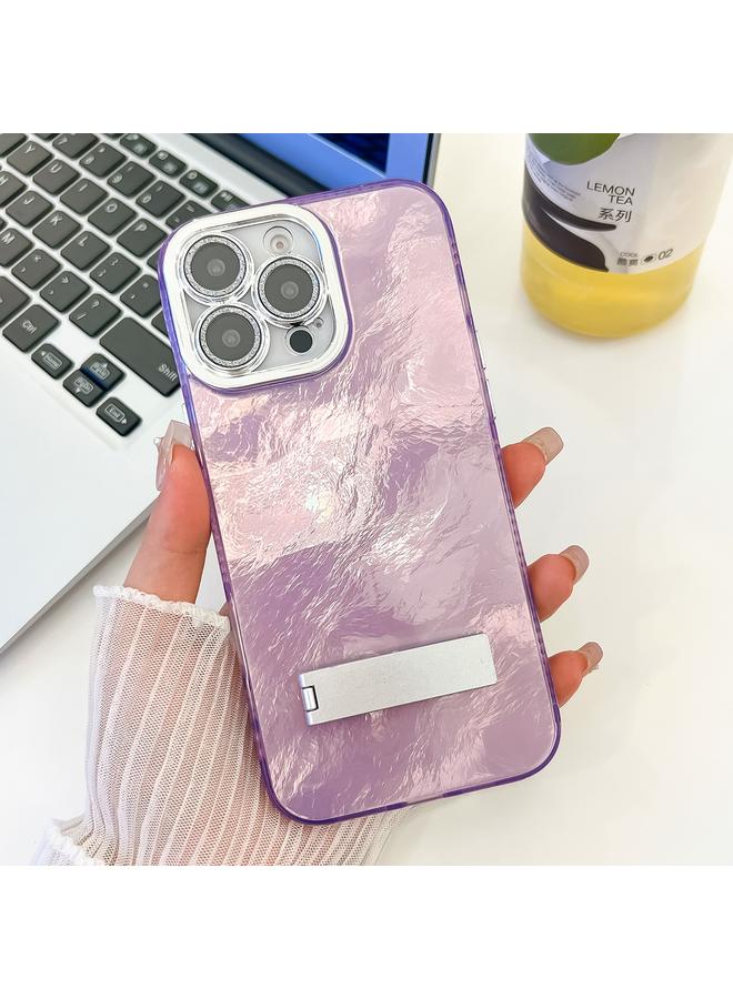 Zaboon Case For iPhone 13 Pro Max Plating Glitter Texture Fold Holder TPU Phone Case with Lens Film - Image 1