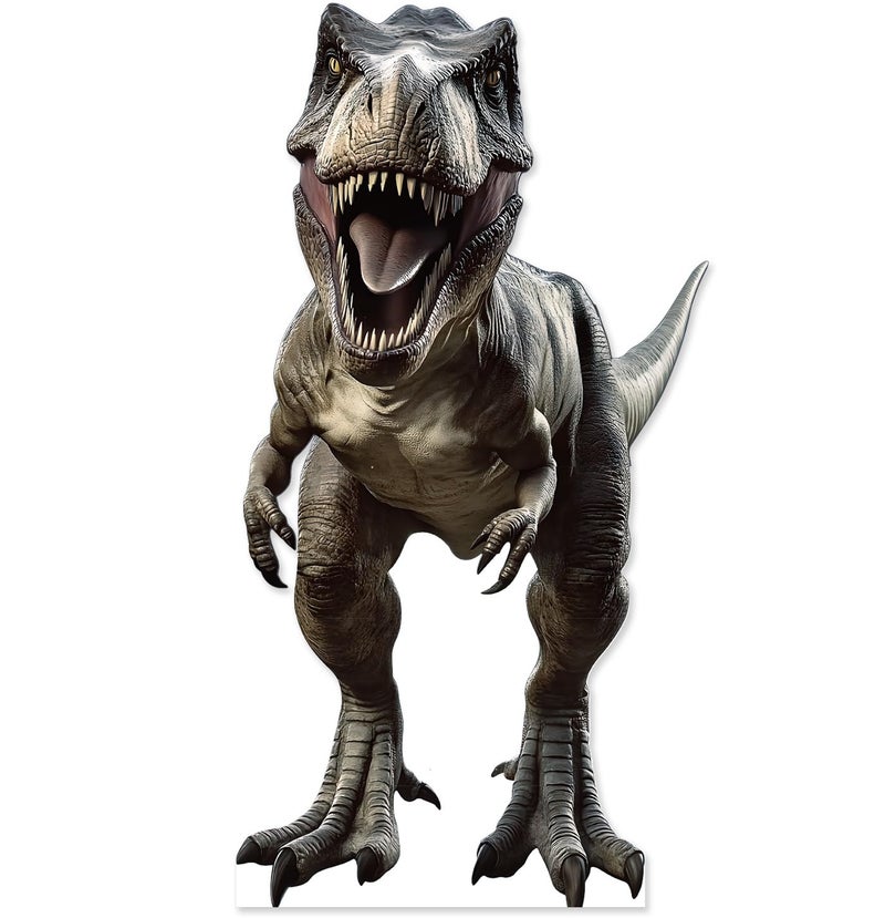 MUNILAIL 5.2 ft Dinosaur Cardboard Cutout Large T-Rex Cutout Stand-up Tyrannosaurus Photo Backdrop for Dinosaur Birthday Jungle Safari Party Supplies - Image 1