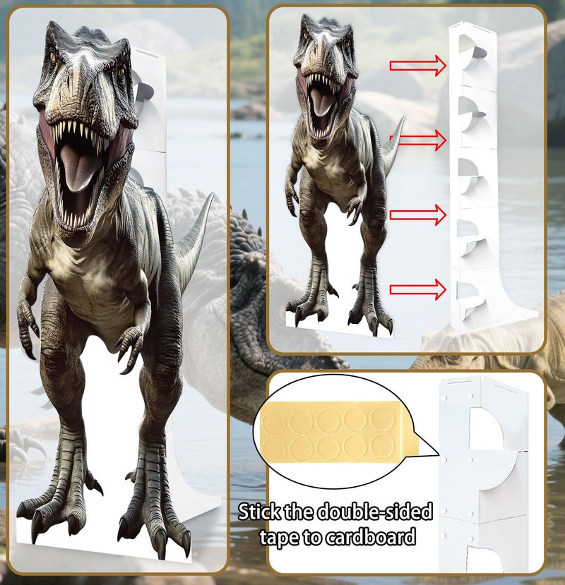 MUNILAIL 5.2 ft Dinosaur Cardboard Cutout Large T-Rex Cutout Stand-up Tyrannosaurus Photo Backdrop for Dinosaur Birthday Jungle Safari Party Supplies - Image 4