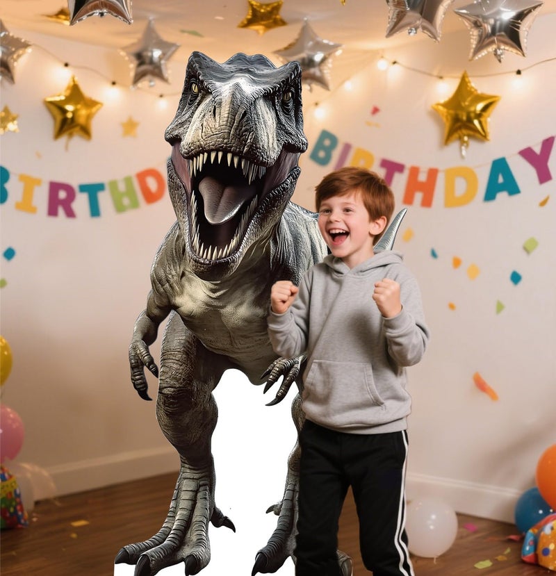 MUNILAIL 5.2 ft Dinosaur Cardboard Cutout Large T-Rex Cutout Stand-up Tyrannosaurus Photo Backdrop for Dinosaur Birthday Jungle Safari Party Supplies - Image 5